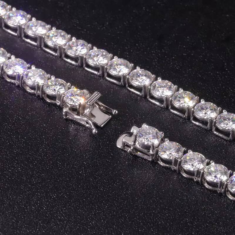 New 925 Silver Moissanite Tennis Bracelet 4mm Hip Hop Single Row Full Diamond Bracelet
