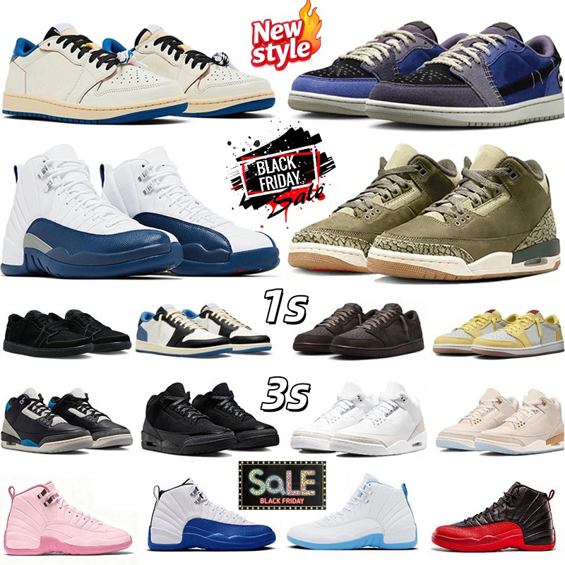 2025 Black Friday Designer shoes 1s 3s 12s Basketball shoes Voodoo Alternate Family Affair Sail Black Cat Melo Flu Game taxi Sneakers man women shoes 36-47