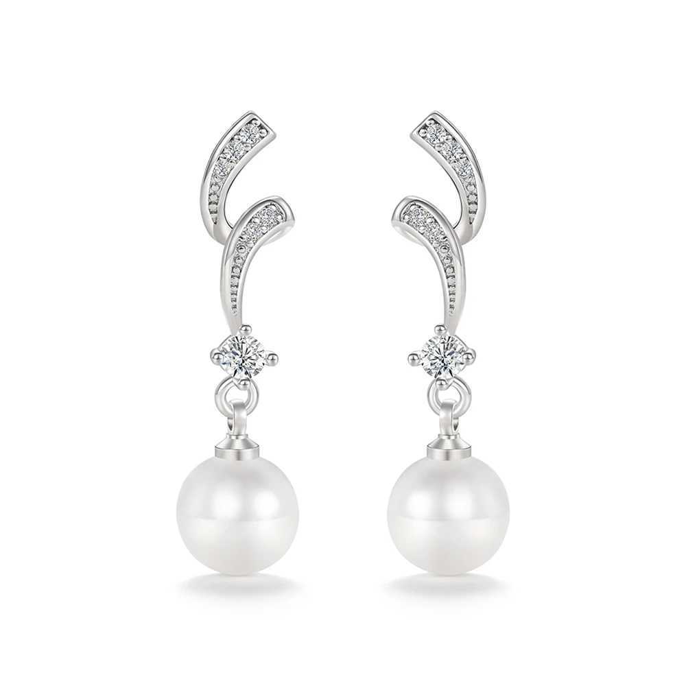 Huitan Newly designs simulated pearl pendant earrings for brides weddings engagement accessories elegant temperature womens jewelry Y250401