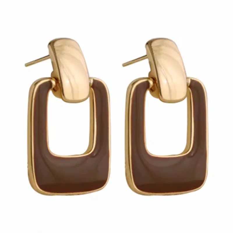 2023 Luxuy Simple Square Enamel Drop Earrings New Jewelry for Women Christmas Party Fashion Accessories C251103