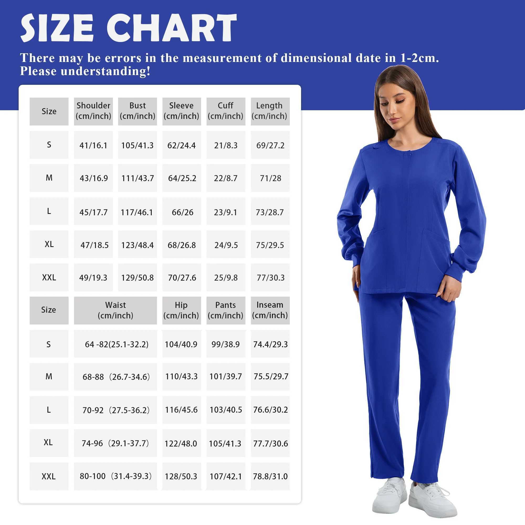 Scrubs Women Set Nursing Uniforms Clinical Set Nurse Doctor Dustproof Workwear Surgical Long Sleeve Medical Jacket Wide Pants J251103