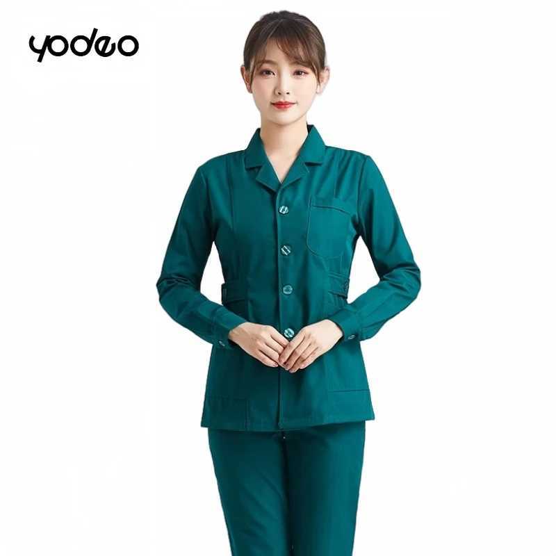 Hospital doctor nursing long sleeved split suit women men casual jogger suits nurse phary clothes clinical workwear J251103