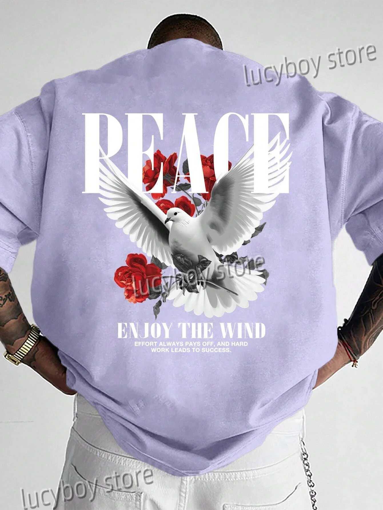 Men Summer 3D Peace Dove Printed T-Shirt Man Short Sleeve Round Neck Fashion TeeS Vintage Casual Oversize Tops Men Clothes X250403