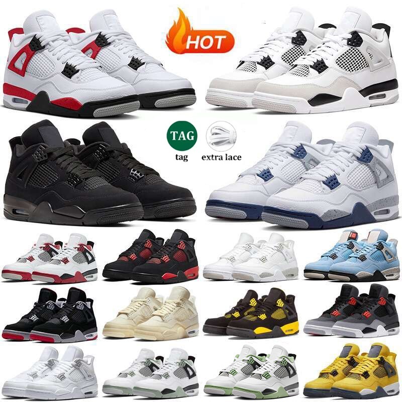 Designer 4 Basketball shoes for Man Woman Military Sail Red 4s Black Cat Cement Yellow Thunder White Oreo Cool Grey Blue University Seafoam Size 36-46