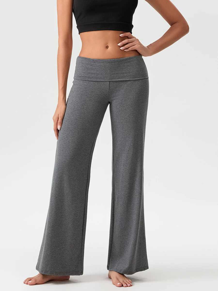 Solid wide leg sports pants suitable for women foldable on low flames yoga lounge pants suitable for teenage girls backs to school uniformsXJ250403