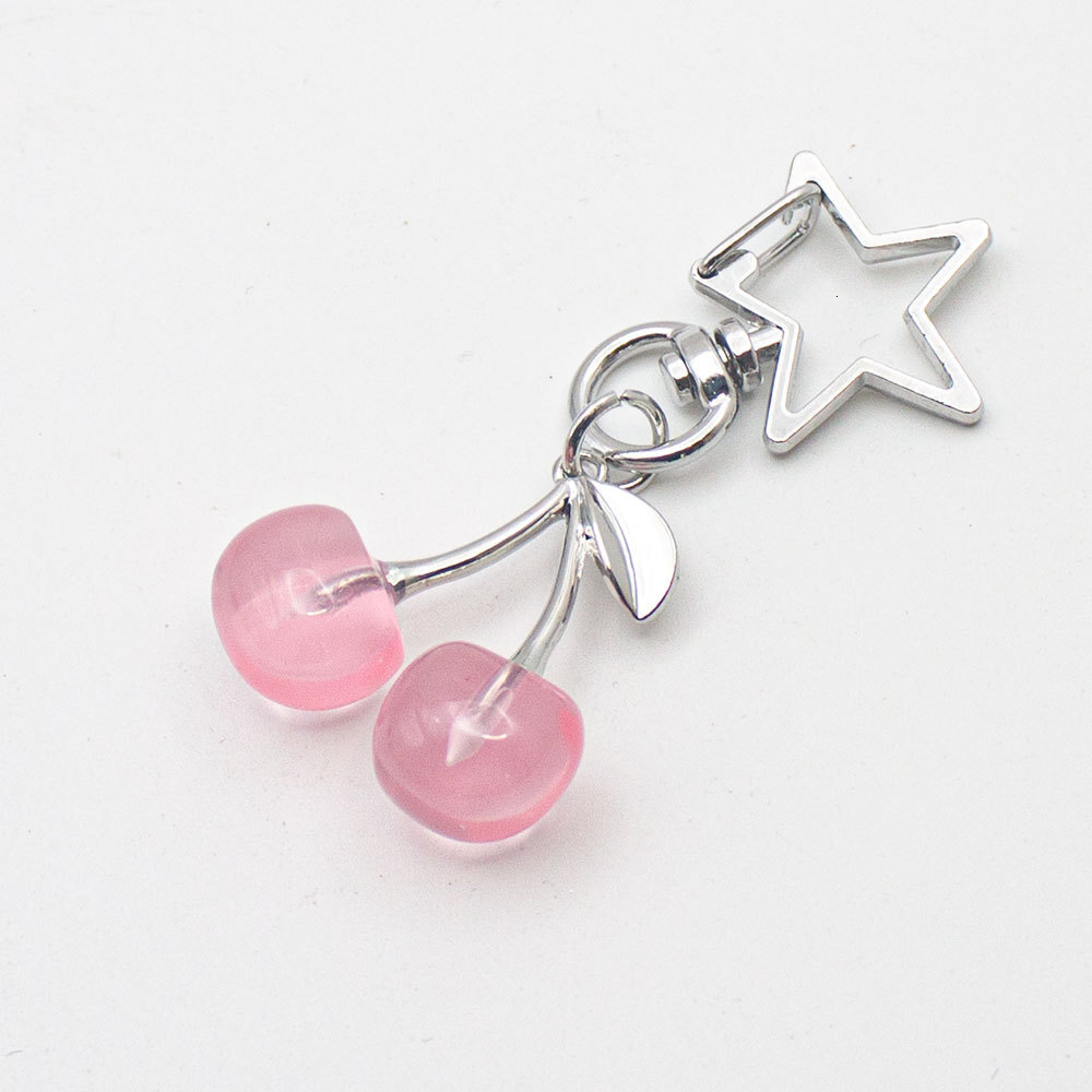 Charm Y2K Five-Pointed Star Cherry Keychain - Cute Phone Pendant and Bag Decoration Z260130