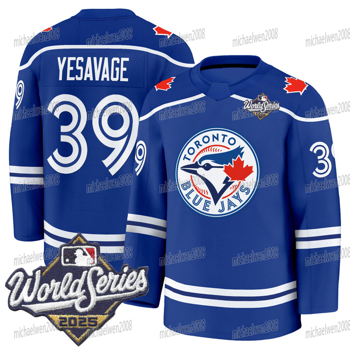 39 Trey Yesavage Blue Jays 2025 Hockey Jersey George Springer Vladimir Guerrero Jr. Ernie Clemen Addison Barger Alejandro Kirk Max Scherzer Alomar Jeff Hoffman
