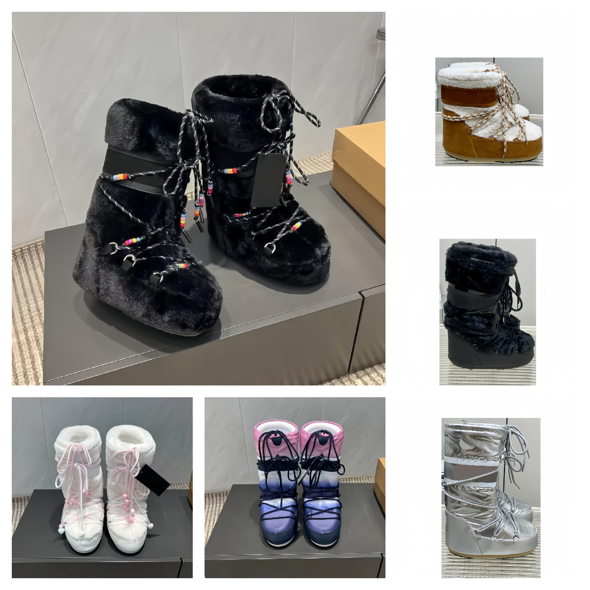 Boots designer boots woman winter boot Platform Designer Women Thick Heel Rain Mini Ankle booties Snow boots Rubber Sole suede Fur Furry thigh high Fluffy Fall Top 11
