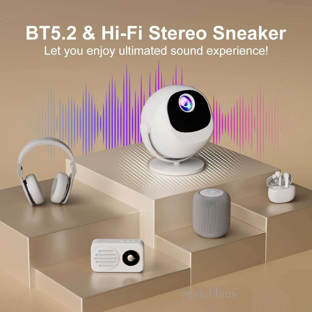Salange P360 Projector 4K Video Android11 5GWifi Allwinner H713 200ANSI BT5.2 720P Outdoor 360 Rotate Home Cinema Auto Keystone