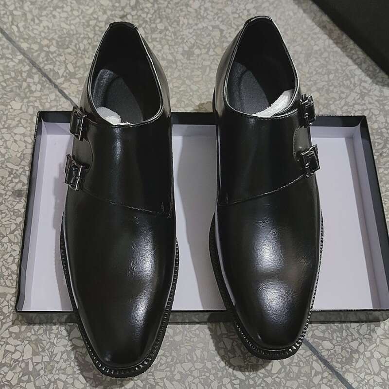 2024 Large Size New Fashion Trend Buckle Casual Leather Shoes Men's Business Edition