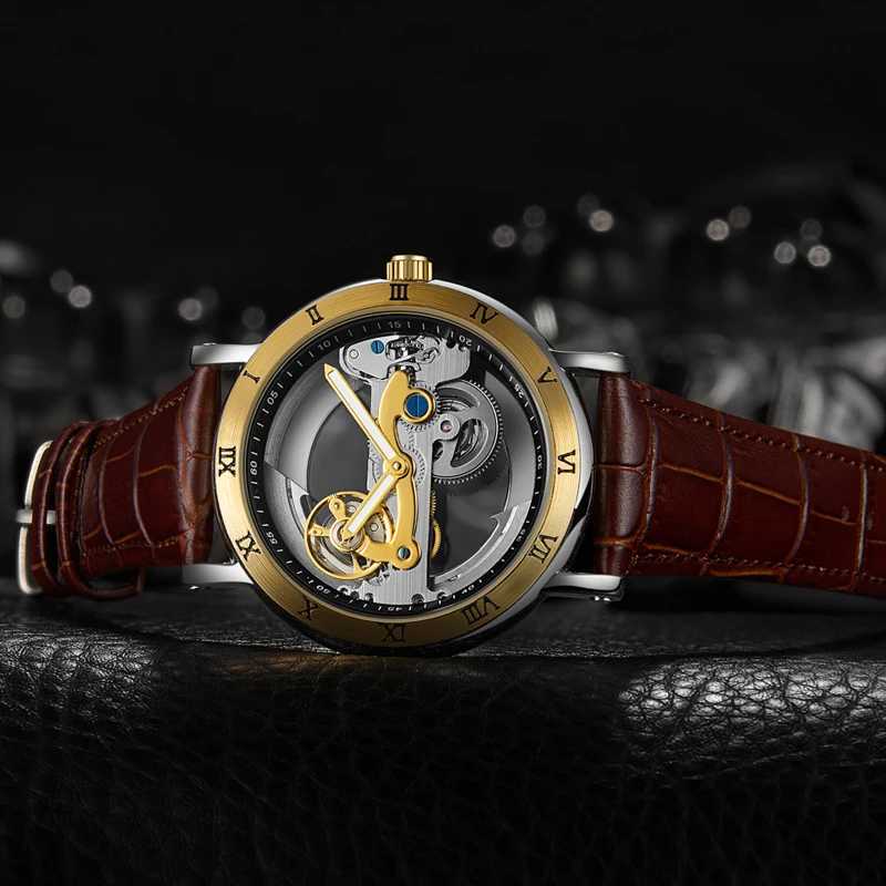 Mechanical Wristwatches Watches for Man Watches Golden Bridge Skeleton Automatic Mechanical Mens Watch reloj hombre montre hommeW251104