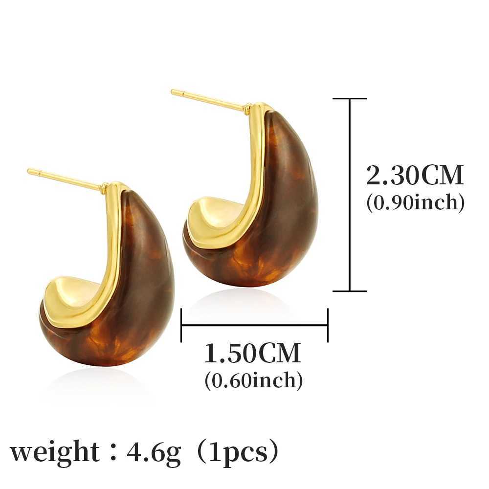 Badu Vintage Resin Water Drop Chunky Earrings Women Stainless Steel Fashion Jewelry Gifts C251103
