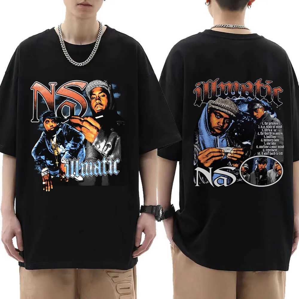 Rapper Nas Illmatic Graphic T Shirt Men Fashion Vintage Style T-shirt Male Casual Gothic Short Sleeve Tshirts Hip Hop Streetwear X250403
