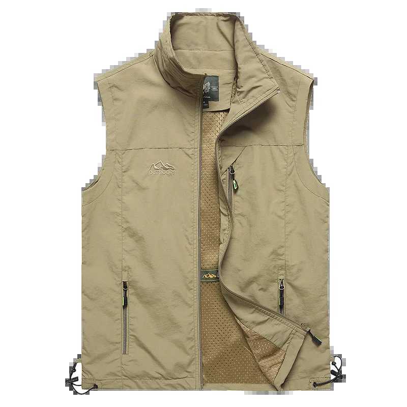 Outdoor Mens Vests 2022 Multi-pockets Hiking Work Photography Golf Vest Mans Fish Vest Waterproof Breathable Waistcoat Size 6XL X250403