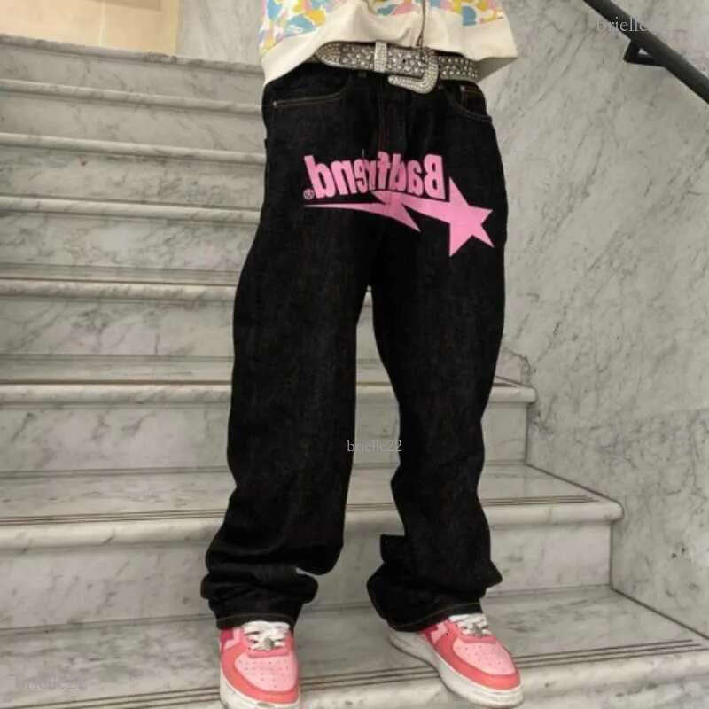 Men's Jeans Y2K New Printed Mens Streetwear Men Street Trend Ins Loose Wide-leg Women Baggy Pants Retro Casual Trousers Y2303