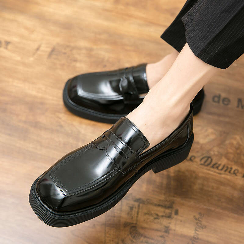 2024 Men's Large Size New Casual Leather Fashion British Style Business Dress Shoes Set Foot Square