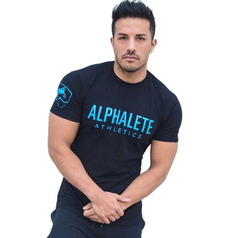 Cotton Casual Printed T-shirt Men Short Sleeve Skinny Tee Shirt Male Gym Fitness Tops Summer Sport Training Crossfit Clothing X250403
