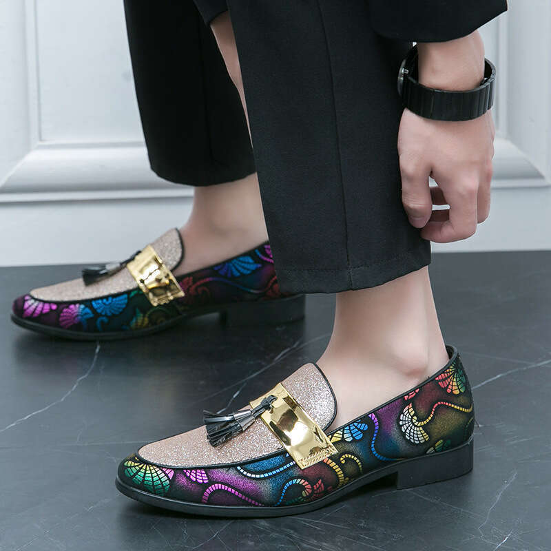 2024 Large Size Spring New Fashion Men's Foot Set Pointed Leather Shoes Trendy Rest