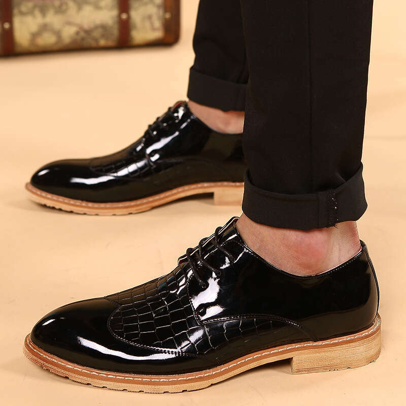 2024 Men's Large Size Spring and Autumn New Casual Fashion Block Small Leather Shoes Korean Edition Trend