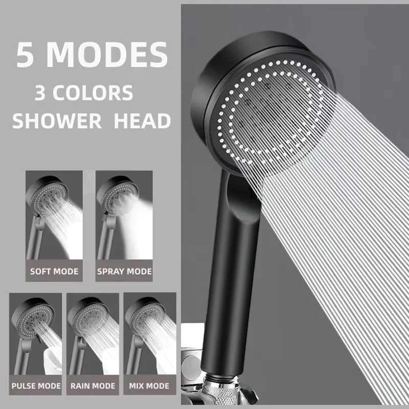 NEW Black 5 Modes Water Saving Shower Adjustable High Pressure Sprayer Shower Water Massage Shower For Bathro Y251103