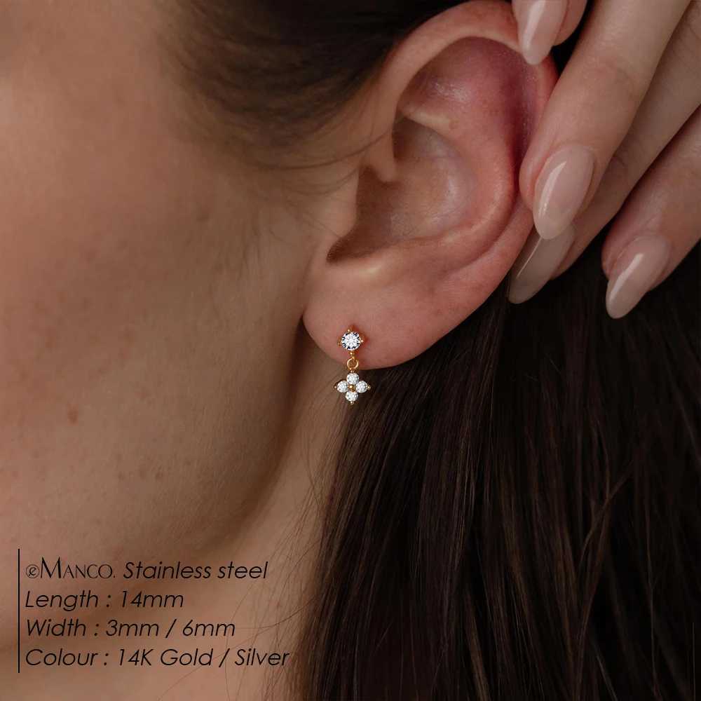 eMancoStainless Steel Jewelry Women Fashion Cute Tiny Clear Crystal Zirconia Stud Earrings Gift for Girls Teens Lady C251103