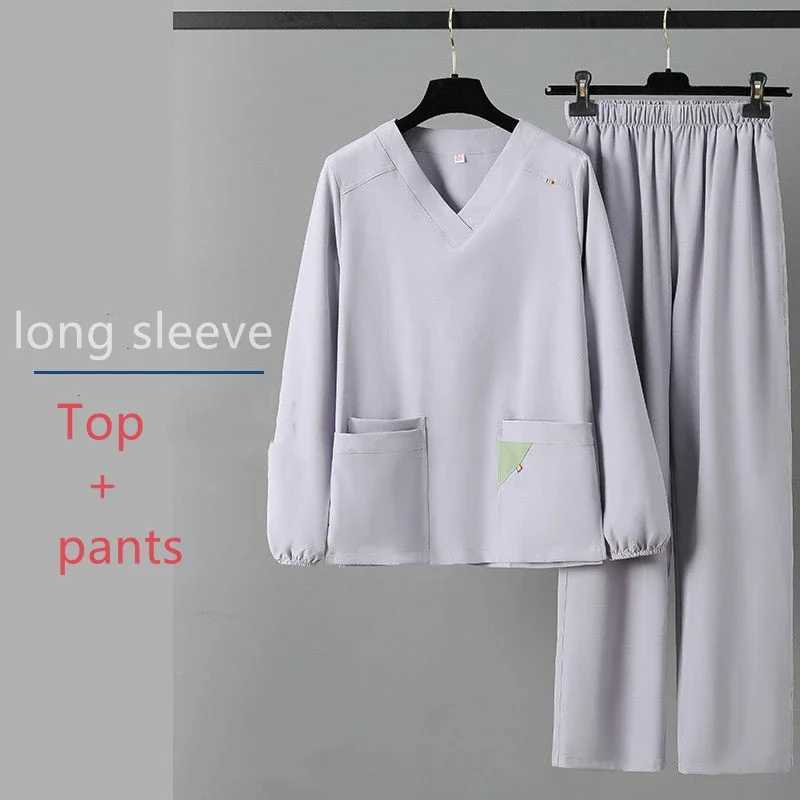 Long Sleeve nurse scrubs sets Medical Clothes Scrubs Nursing Pants Women Thin and Light Fabric Elastic Medical Uniforms Summer J251103