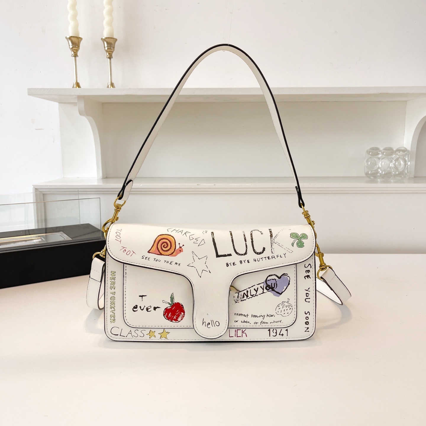 High Quality Summer Bag Designer Luxury Shoulder Graffiti Bag White Black Fashion Bag