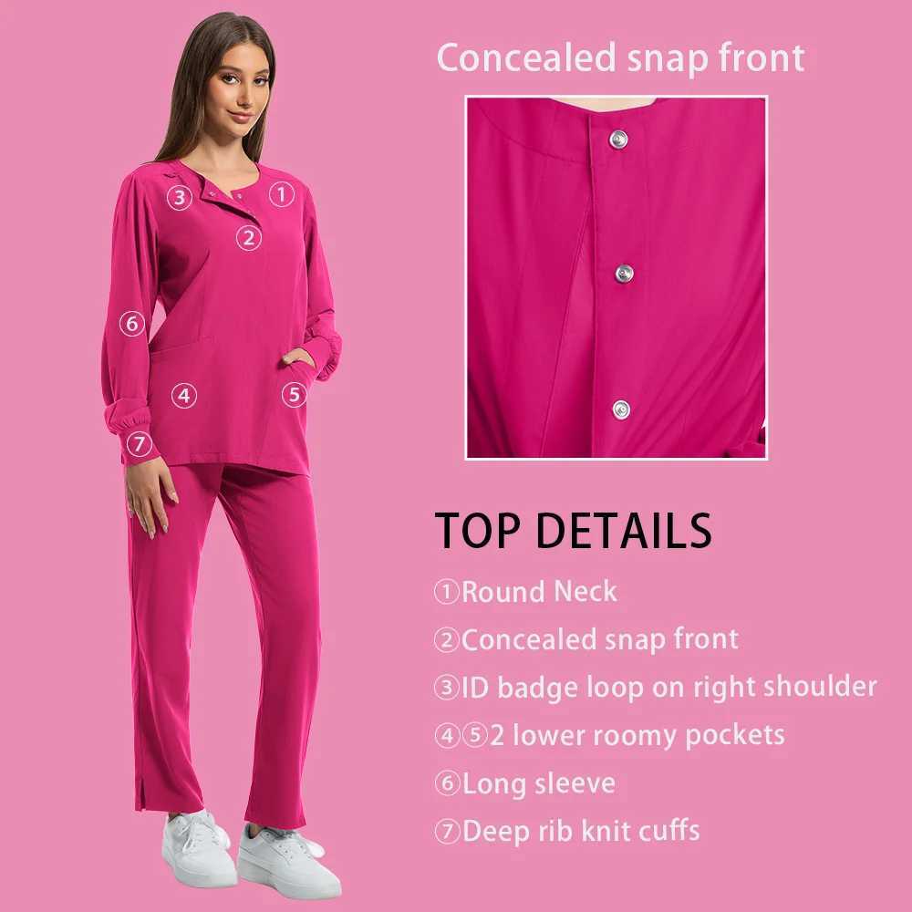 Scrubs Women Set Nursing Uniforms Clinical Set Nurse Doctor Dustproof Workwear Surgical Long Sleeve Medical Jacket Wide Pants J251103