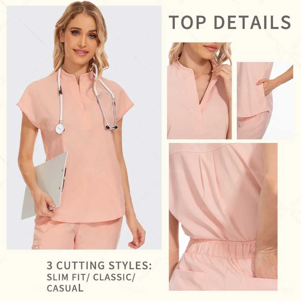 Surgical Uniforms Woman Medical Nurse Clinical Nursing Costume Beauty Doctor Workwear Dental Work Uniform Short Sleeve Suit Soft J251103
