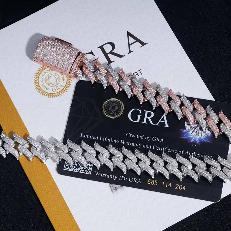 Rose Gold Silver 925 Sterling Moissanite Diamond Unisex Jewelry Cuban Link Chain Necklace Bracelet Popular Cuban Style