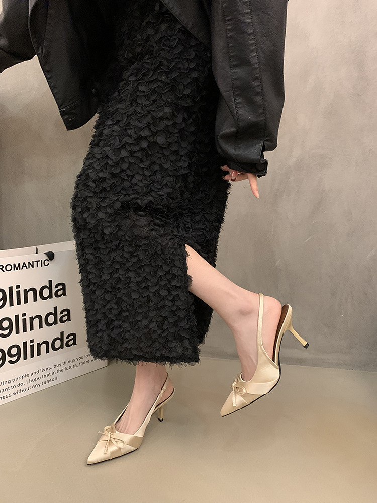 2025 New Free shipping deisgner for womens dress shoes khaki black pink Summer new French bow sandals and high heels