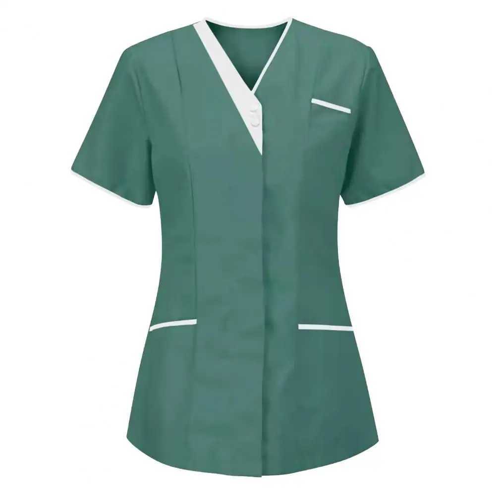 Women Vneck Tops for Women Nursing Uniform Summer Short Sleeve Nursing Blouse TShirt Plus Size M3XL Nurse Uniform with Pocket J251103