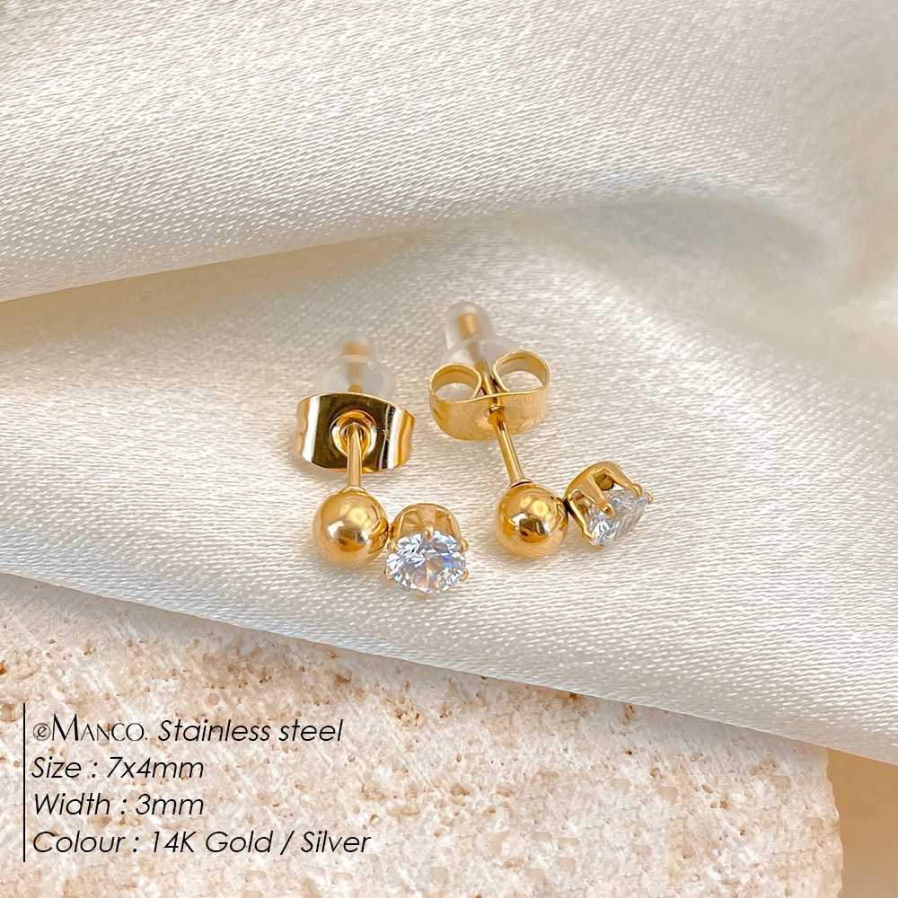 eManco New Fashion Round Stud Earrings for Women Hypoallergenic Screw Cartilage Helix Earring Girls Piercing Jewelry C251103