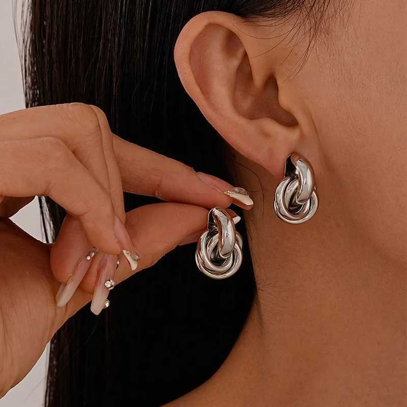 Gold SIlver Color Knot Hoop Earring for Women Fashion Shiny Plating Trendy Twist Stud Earring Stud Cute Daily Wear Jewelry Gifts C251103