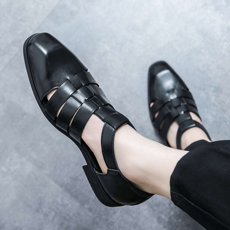 Large Summer New Fashionable Men's Casual Shoes Trendy Breathable Hollow Leather Sandals