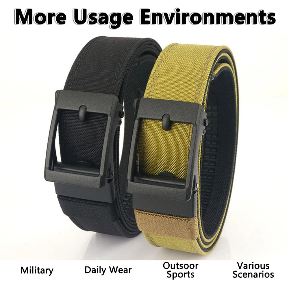 TUSHI Hard Thickened gun hanging doublelayer nylon cloth tactical belt for Men versatile outdoor automatic buckle mens belt 251103