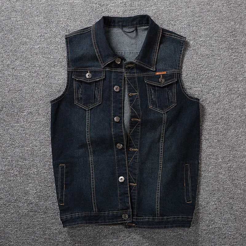 Large size mens denim vest plus size stretch sleeveless top loose waistcoat motorcycle waistcoat jacket 6XL 7XL 8XL men vests X250403