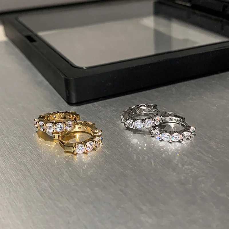 Huitan 13mm15mm Circle Hoop Earrings Round Cubic Zirconia Silver ColorGold Color Simple Stylish Womens Earrings Hot Jewelry C251103