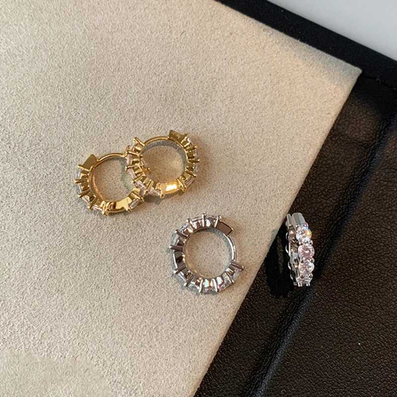 Huitan 13mm15mm Circle Hoop Earrings Round Cubic Zirconia Silver ColorGold Color Simple Stylish Womens Earrings Hot Jewelry C251103