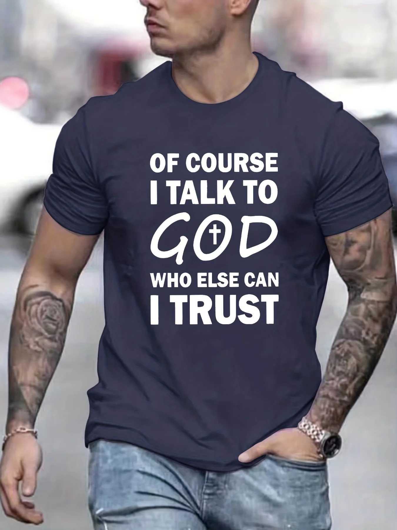 Talk to God Jesus T-shirt Printed T-shirt Mens 100% Cotton Casual Short Sleeve Summer Spring Autumn Oversized Top as a Gift W250402