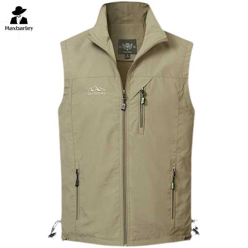 Spring and Autumn Work Vest Mens Cargo Hiking Fishing Multi-Pocket Vest Outdoor Casual Photographer Camping Sleeveless Jacket X250403