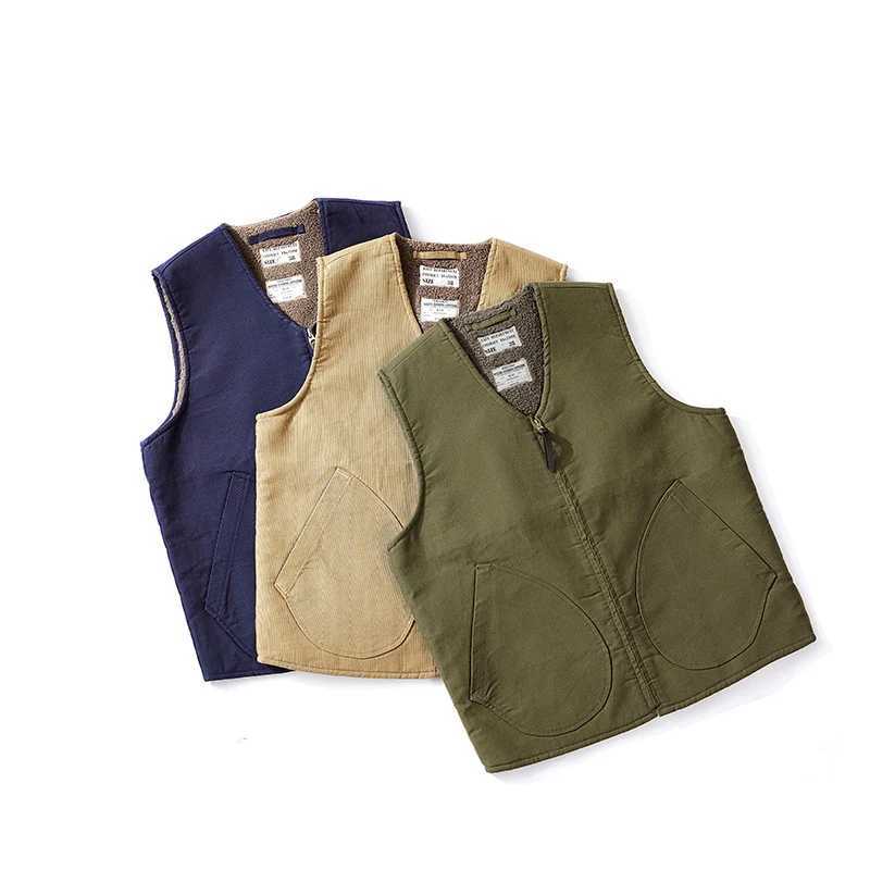 OK0403 Lamb Fleece Vest Men Winter Thicken Sport Outwear Keep Warm Zipper Pocket Decoration Solid Color Waistcoat X250403