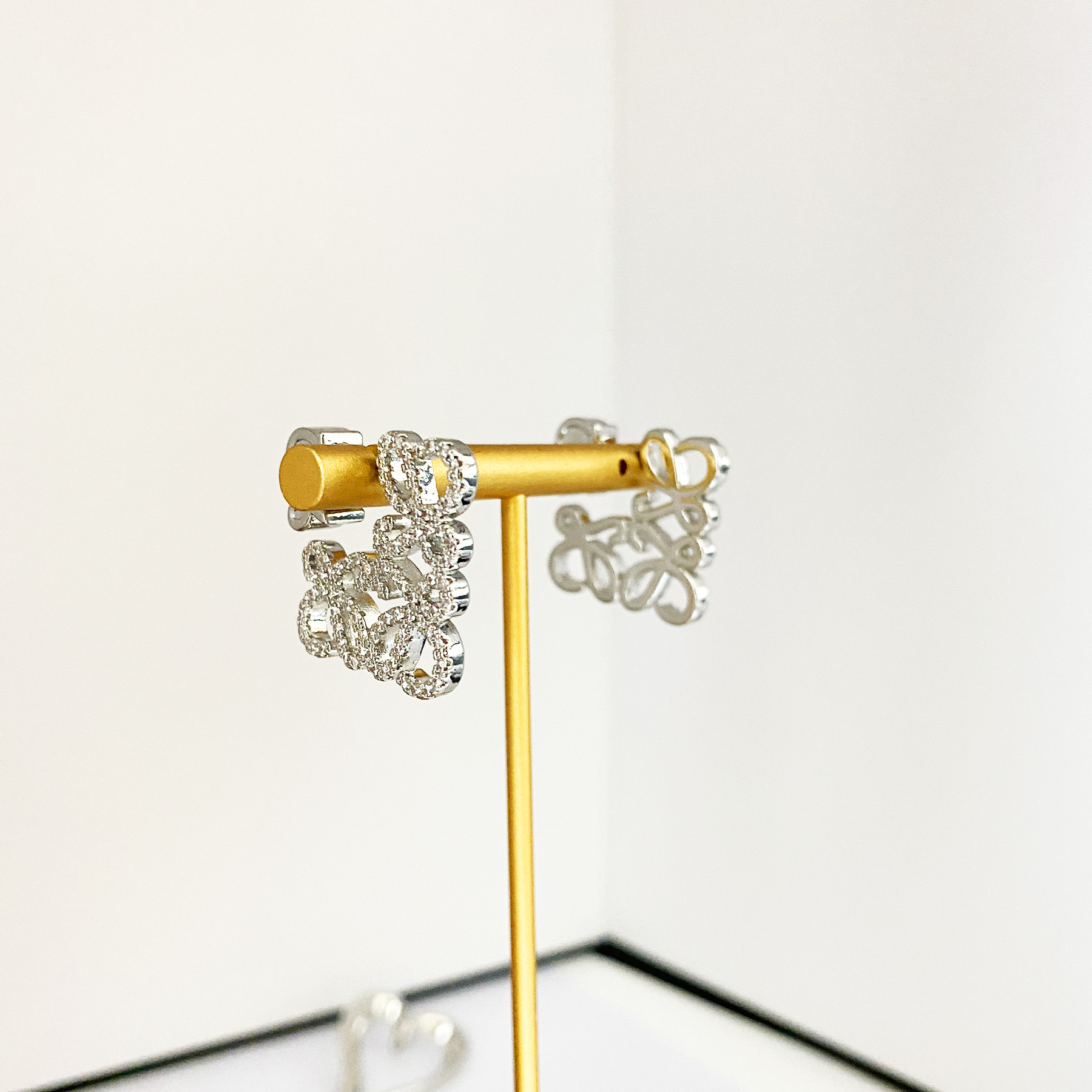 Semi Hollowed Out Sier Gold Color Earrings jewelry Women's Exquisite Gifts accessories