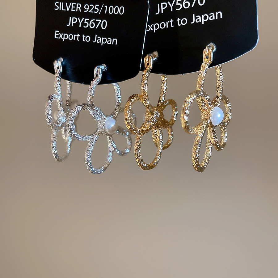 Delicate and Exquisite silver Flower Pearl for Women Simple Elegant High-end Feel S925 Silver Needle Lady Earrings Jewelry - view 6