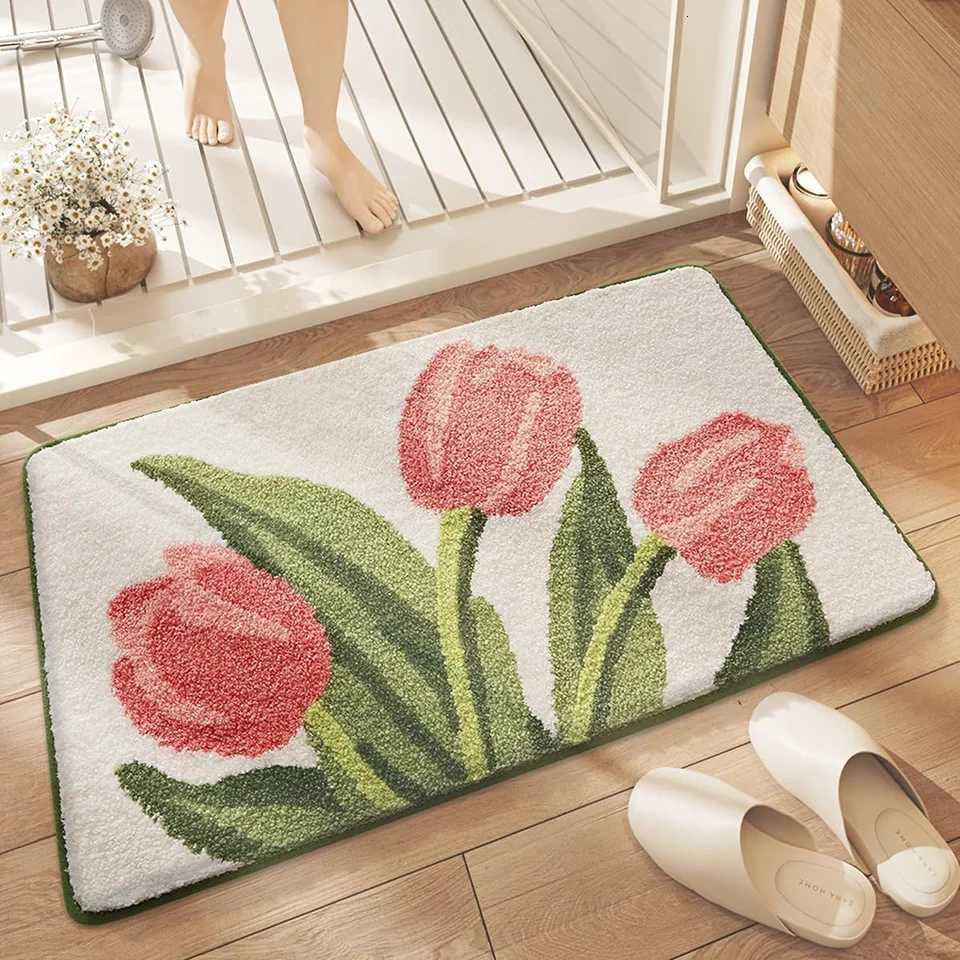 VIKAMA Fashionable And Fresh Floral Pile Carpet Anti-Slip Bathroom Entrance Mat Home Decoration Item C251103