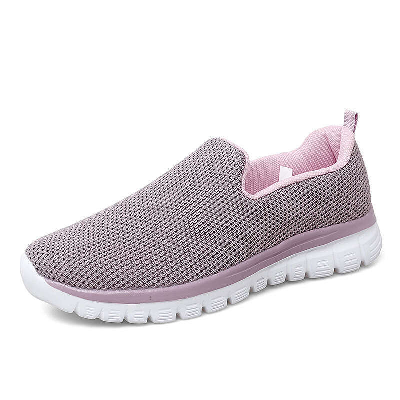 Summer new plus size breathable casual sports women's shoes, simple flat bottomed set feet, mom's loafers