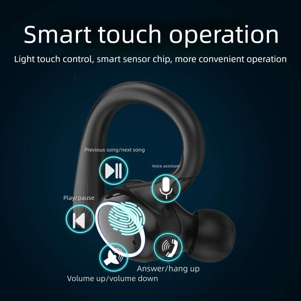 Famous Brand I Sports Bluetooth TWS Ear Hook Digital Display Noise Cancelling Smart Touch Control True Wireless Earphones