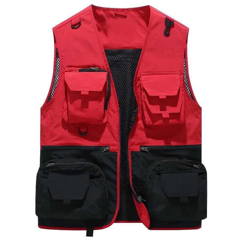 Men Outdoor Fishing Vests Quick Dry Breathable Multi Pocket Mesh Jackets Photography Sleeveless Pocket Vest Patchwork Fish Vest X2504039