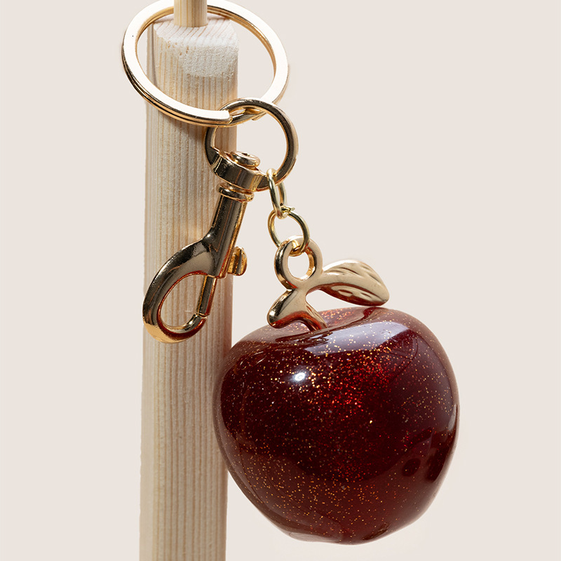 designer bag charm Hot Selling Apple Keychain fashion Exquisite Crystal Resin Fruit Bag Car DIY Pendant keychain designer