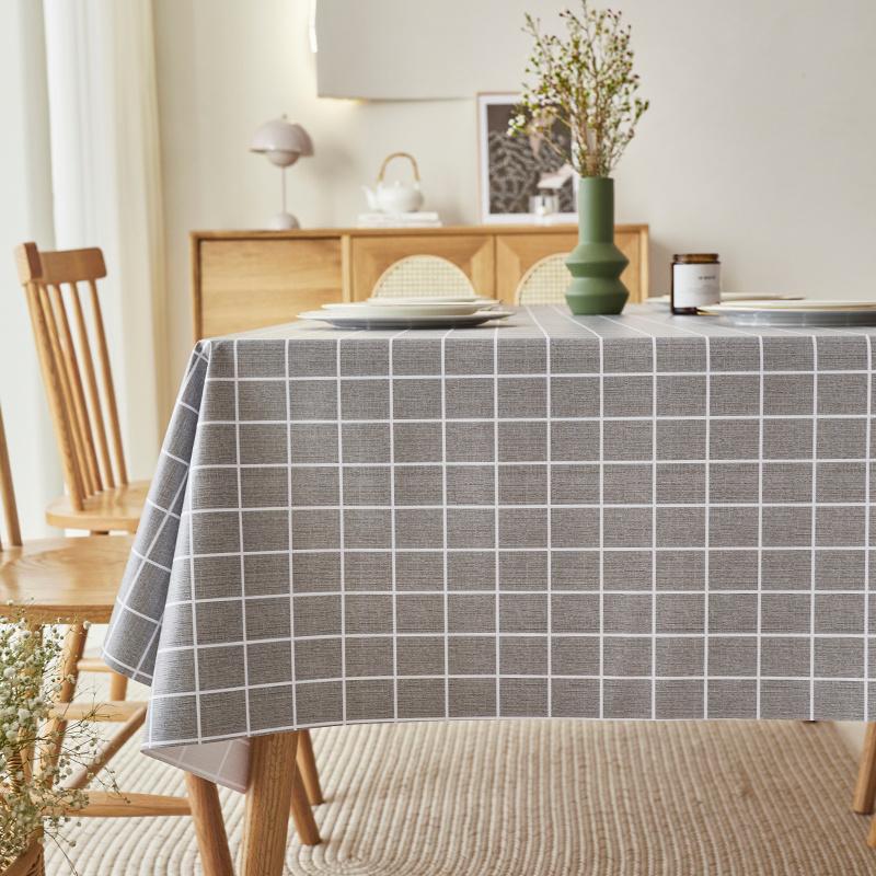 B277 Japanese style simple cotton and linen fabric tpu tablecloth wash-free waterproof and oil-proof tablecloth rectangular anti-scalding coffee table